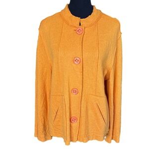 Coldwater Creek Marigold Yellow Wool Blend, Seam Detail, Cardigan Coatigan,Large